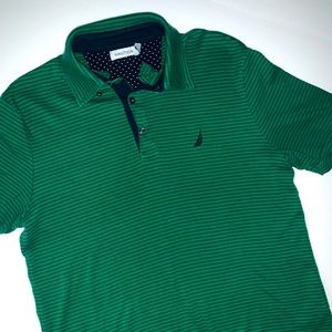 Nautica Stripped Polo Shirt in Green and Black